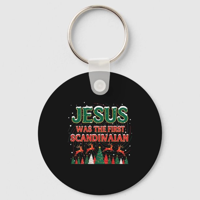 Jesus Was The First Ecrow Ugly Sweater Style  Keychain (Front)