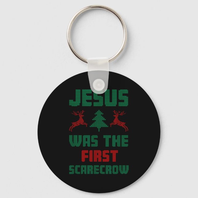 Jesus Was The First Ecrow Ugly Sweater Style  Keychain (Front)
