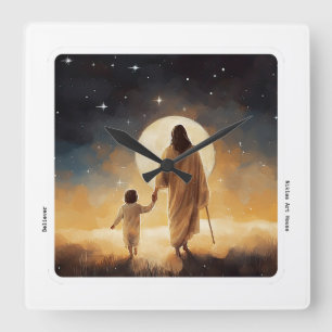 Jesus Watch, Bible, Wall Clock, Christianity Square Wall Clock