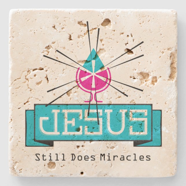 JESUS Water to Wine Miracle Stone Coaster (Front)