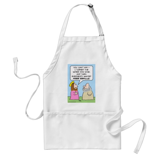 jesus water wine free refills standard apron (Front)