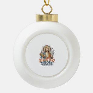 Jesus Watercolor Hobby T-Shirt Inspirational Faith Ceramic Ball Christmas Ornament