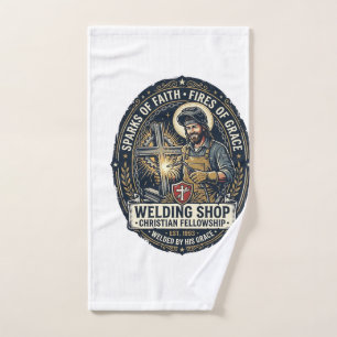Jesus Welder Metal Shop T-Shirt Inspirational Fait Hand Towel