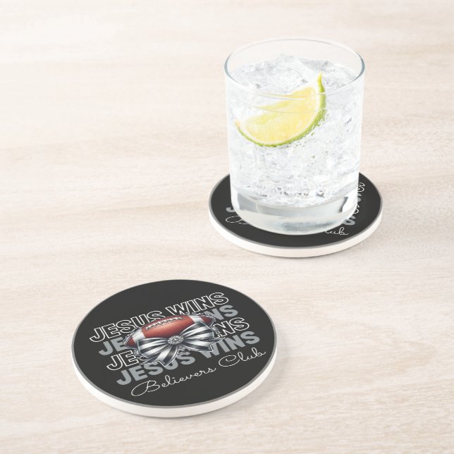 Jesus Wins Believers Club Football-Themed Coasters (Side)