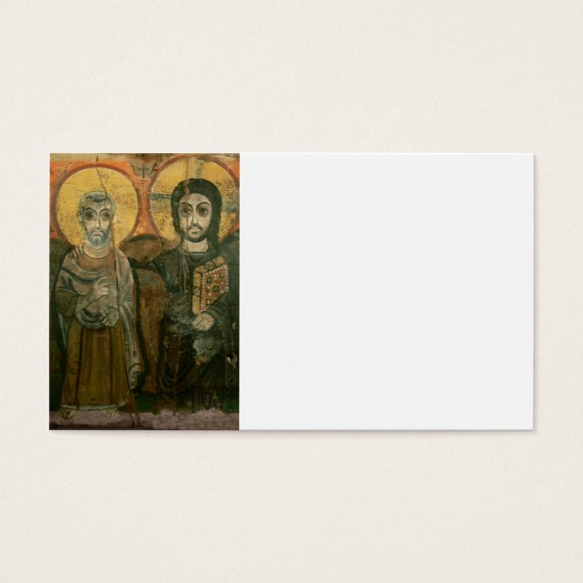 Jesus with Abbot Coptic Icon (Front)