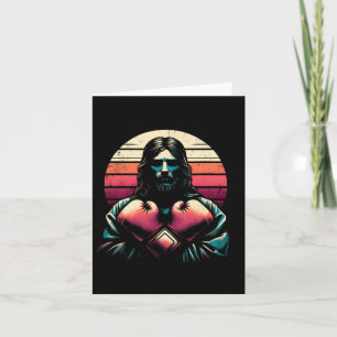 Jesus With Boxing Gloves - Funny Christian Religio Card