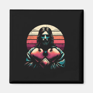 Jesus With Boxing Gloves - Funny Christian Religio Magnet