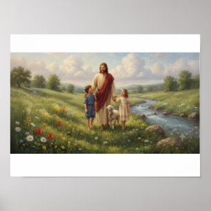 Jesus with Children Christian Wall Art   Faith Art