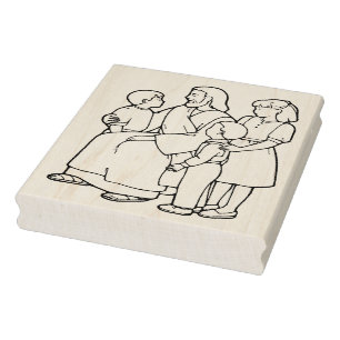 Jesus with children illustration pattern art stam rubber stamp