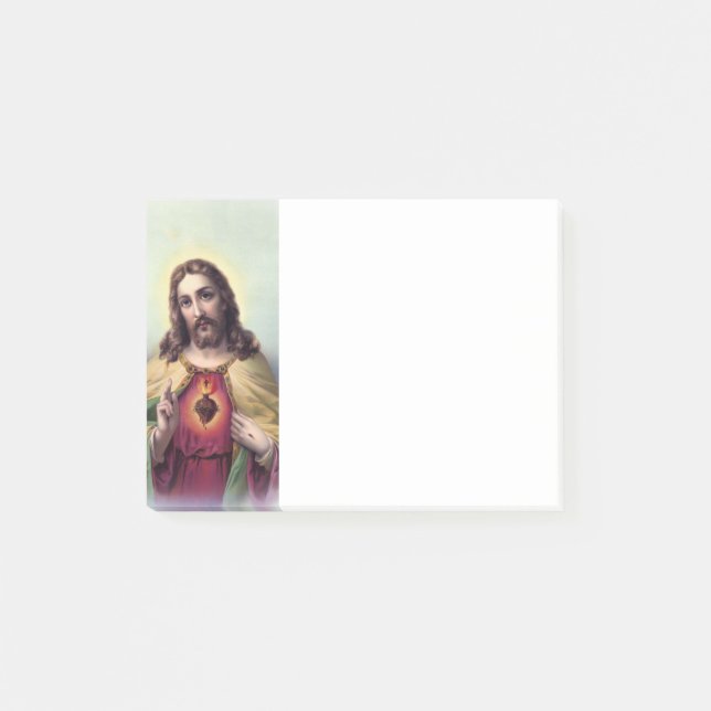 Jesus with Glowing Sacred Heart Post-it Notes (Front)
