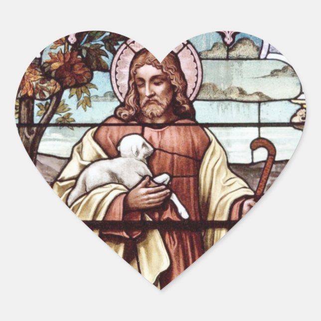 Jesus with His Sheep Heart Sticker (Front)