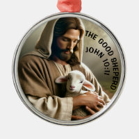 JESUS WITH LAMB CHRISTMAS ORNAMENT