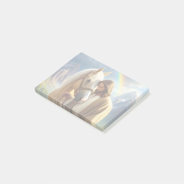 Jesus with Palomino Horse in Scenic Landscape  Post-it Notes (Angled)
