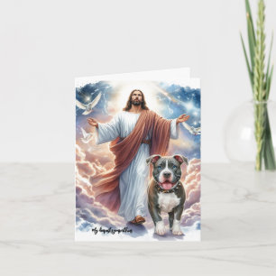 Jesus with Pit Bull-Dog Loss Death & Grief Card