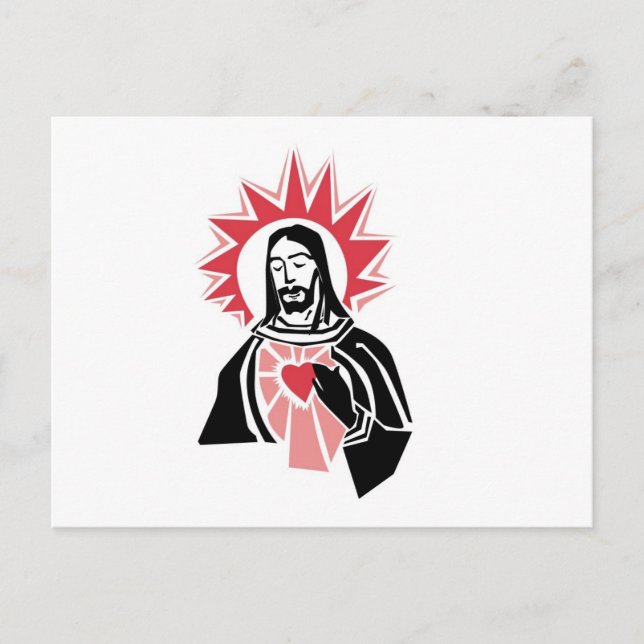 Jesus with Shining Red Heart and Halo Postcard (Front)