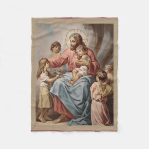 Jesus with the Children Boys Girls Fleece Blanket