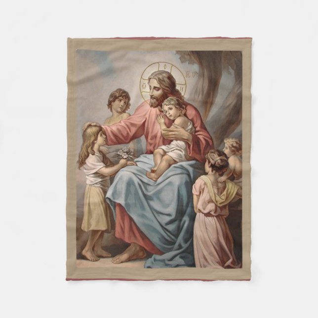 Jesus with the Children Boys Girls Fleece Blanket (Front)