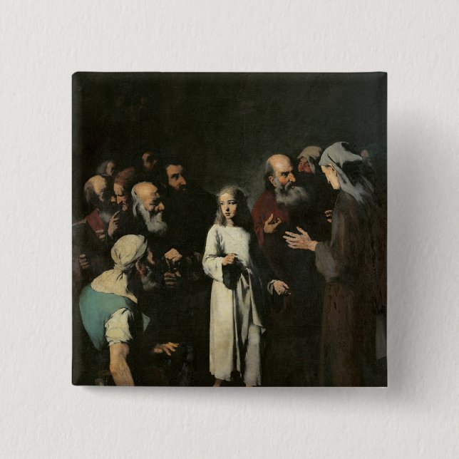 Jesus with the Doctors 2 Inch Square Button (Front)