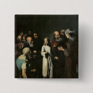 Jesus with the Doctors 2 Inch Square Button