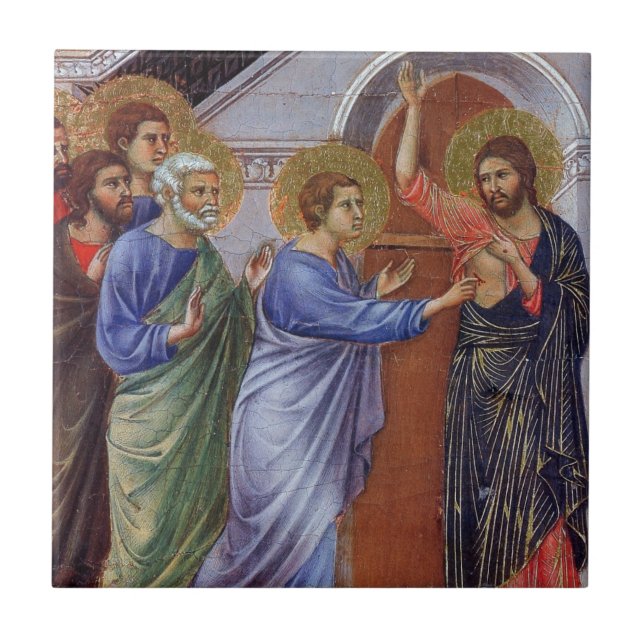 Jesus with Thomas and Apostles c1311 Tile (Front)