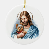 Jesus with Yorkie Personalized Pet Memorial 