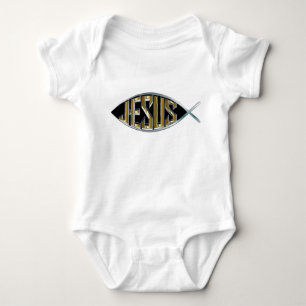 Jesus within a Fish Symbol Baby Bodysuit