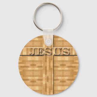 Jesus Wood Carving Keychain