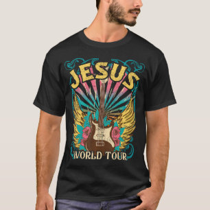 Jesus World Tour Retro 70S 80S Rock Concert Guitar T-Shirt