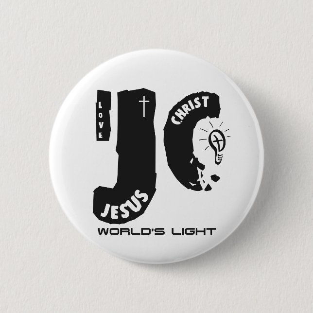 Jesus world's light 2 inch round button (Front)
