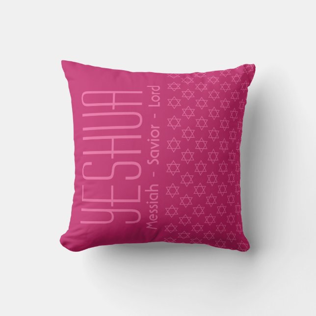 Jesus YESHUA Messiah Saviour Lord Custom DEEP PINK Throw Pillow (Front)