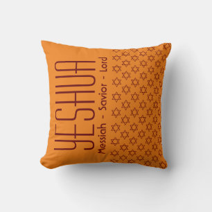 Jesus YESHUA Messiah Saviour Lord Custom ORANGE Throw Pillow