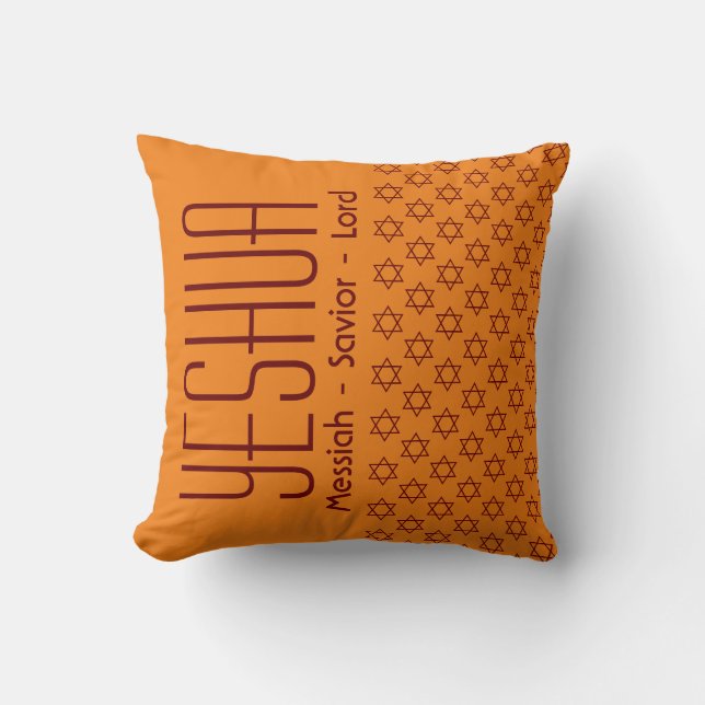 Jesus YESHUA Messiah Saviour Lord Custom ORANGE Throw Pillow (Front)