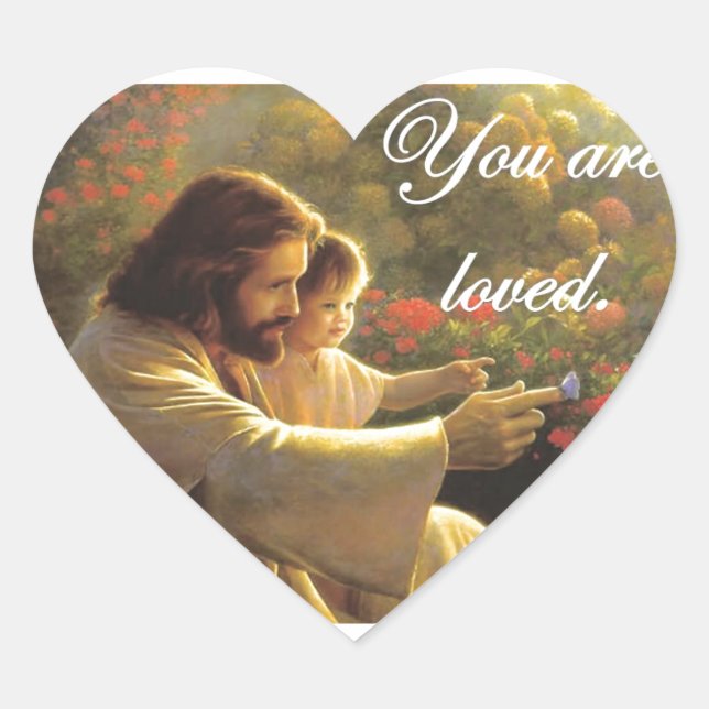 Jesus- You Are Loved Heart Sticker (Front)