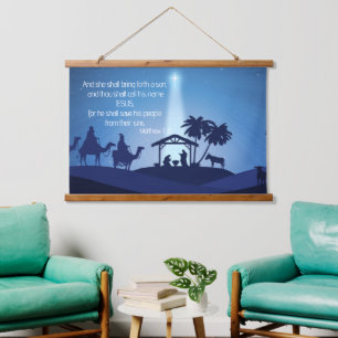 Jesus's Birth Wood Topped Wall Tapestry
