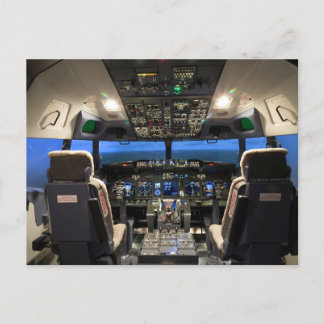 Jet aircraft cockpit postcard