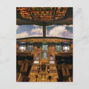 Jet Aircraft cockpit Postcard