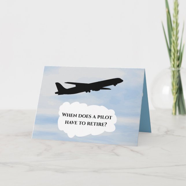 Jet Airplane Flying Funny Pilot Retirement for Him Card (Front)