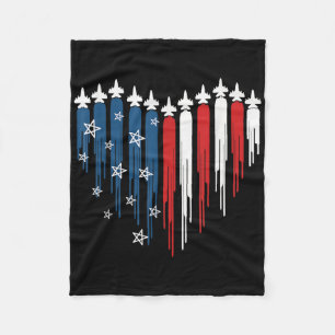 Jet Airplane Heart Red White Blue American Flag 4t Fleece Blanket