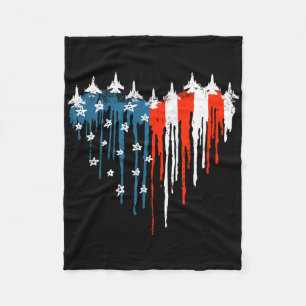 Jet Airplane Heart Red White Blue American Flag 4t Fleece Blanket