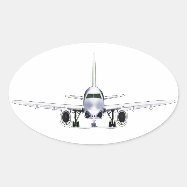 Jet Airplane Oval Sticker (Front)