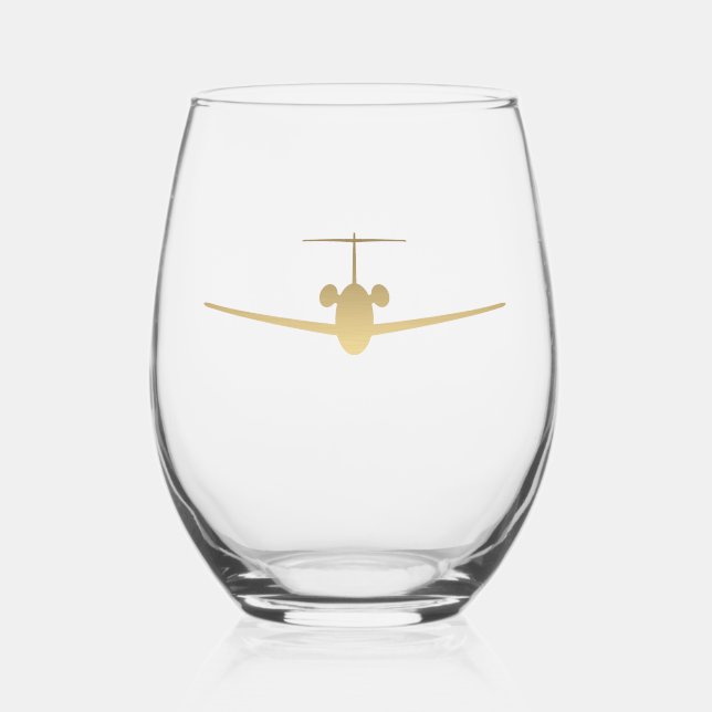 Jet Airplane Stemless Wine Glass (Front)