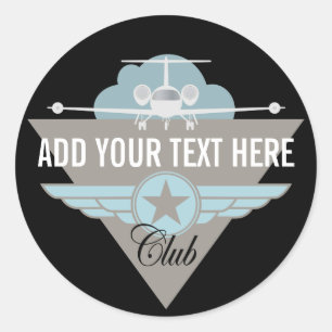 Jet Airplane Wing Club Classic Round Sticker