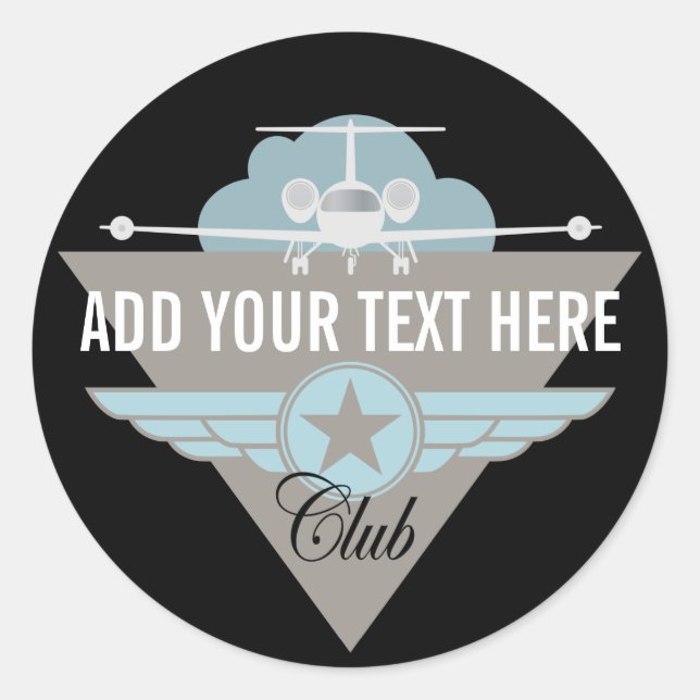 Jet Airplane Wing Club Classic Round Sticker (Front)