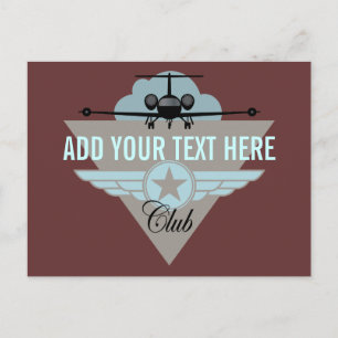 Jet Airplane Wing Club Postcard