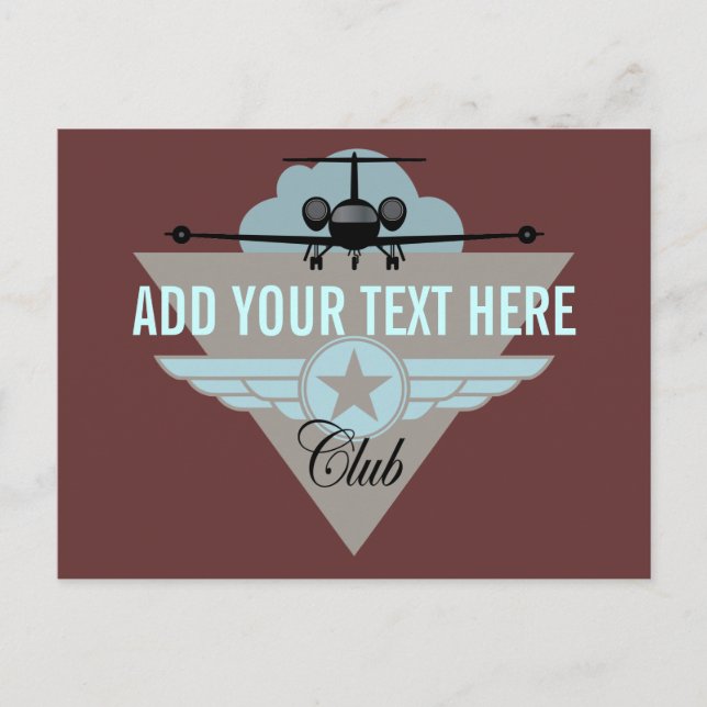 Jet Airplane Wing Club Postcard (Front)