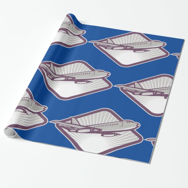 Jet Airplane Wrapping Paper (Unrolled)