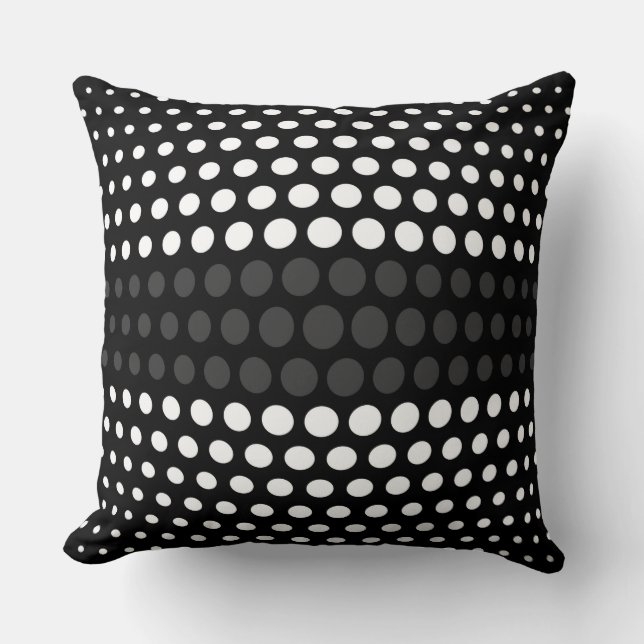 Jet and White Polka Dots Pattern Throw Pillow (Front)