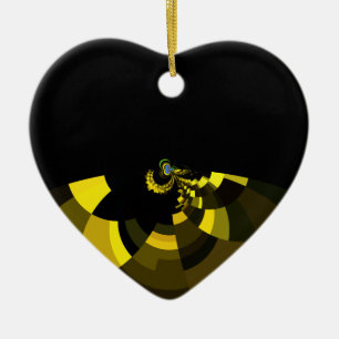 Jet Black and Gold Vector Art Print Graphic Design Ceramic Ornament