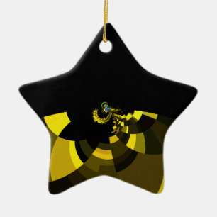 Jet Black and Gold Vector Art Print Graphic Design Ceramic Ornament