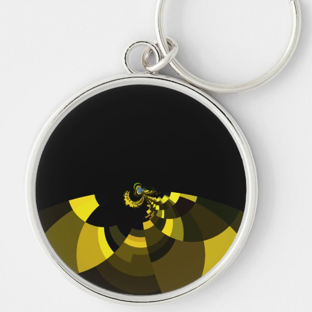 Jet Black and Gold Vector Art Print Graphic Design Keychain (Front)